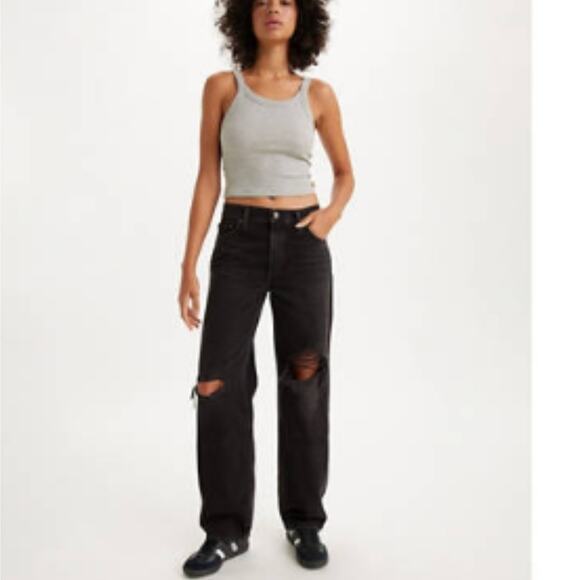 Levi's Denim - Levi's Black Distressed Baggy Dad Jeans NWT